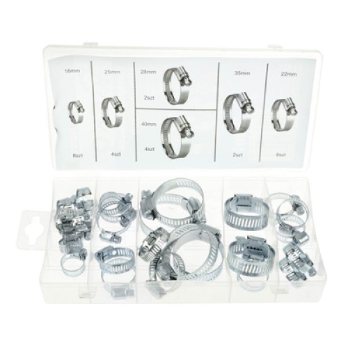 GEKO GEKO σετ μεταλλικοί σφιγκτήρες λάστιχων G02812, διάφορα μεγέθη, 26τμχ