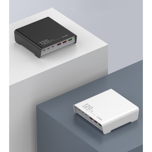 LDNIO LDNIO σταθμός φόρτισης Q605, 3x USB-C & 3x USB, 120W, PD/QC, μαύρος