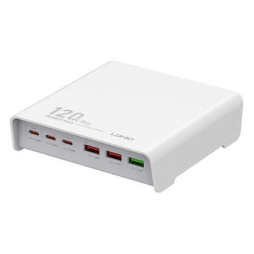 LDNIO LDNIO σταθμός φόρτισης Q605, 3x USB-C & 3x USB, 120W, PD/QC, λευκός