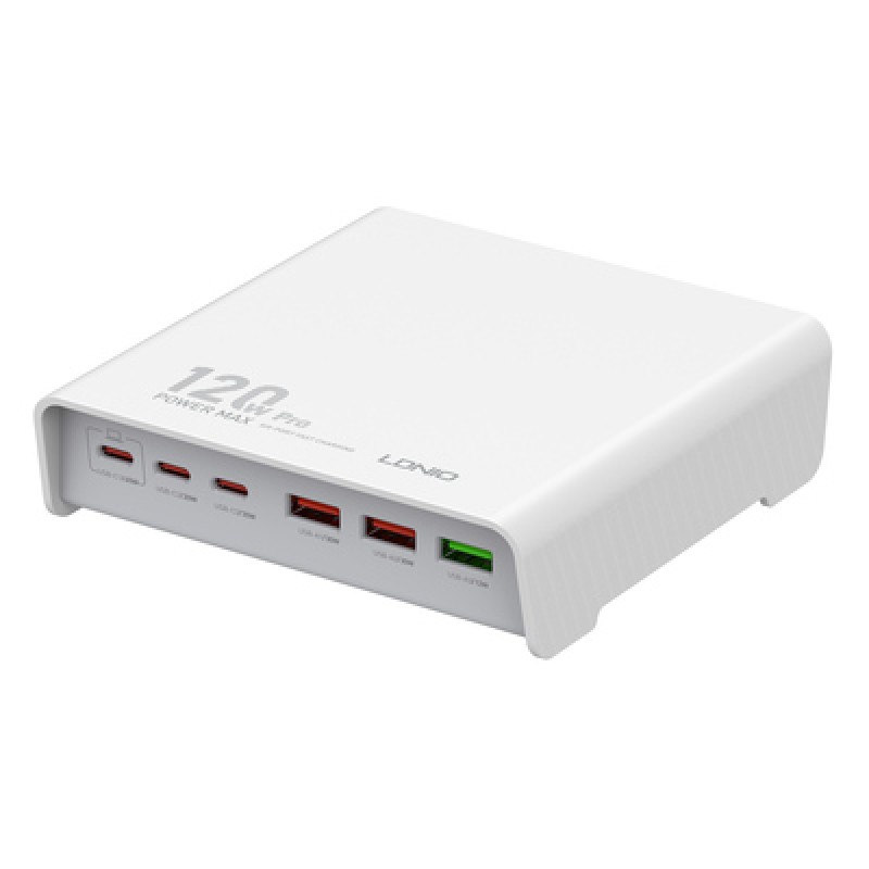 LDNIO LDNIO σταθμός φόρτισης Q605, 3x USB-C & 3x USB, 120W, PD/QC, λευκός