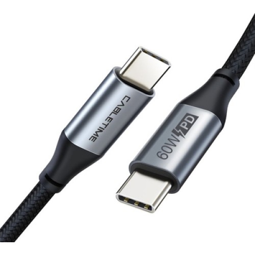CABLETIME CABLETIME καλώδιο USB-C σε USB-C CT-CMCM, 60W, 480Mbps, 2m, μαύρο