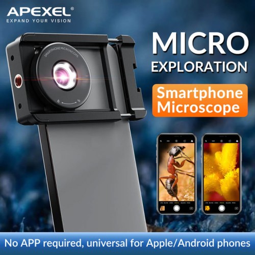 APEXEL APEXEL φακός μικροσκόπιο APL-MS009 για smartphone κάμερα, 100x zoom, LED