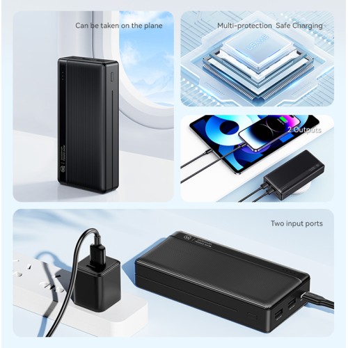 USAMS USAMS power bank US-CD205, 2x USB θύρες εξόδου, 10000mAh, 10W, μαύρο