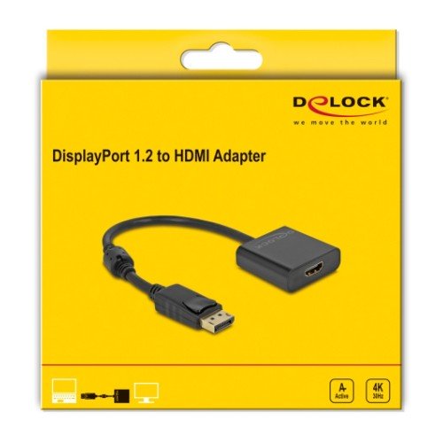 DELOCK DELOCK αντάπτορας DisplayPort σε HDMI 63585, 4K/30Hz, active, μαύρος