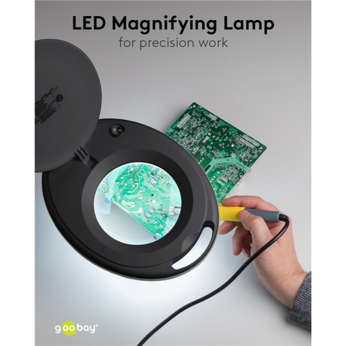 GOOBAY GOOBAY μεγεθυντικός φακός 64989 με σφιγκτήρα, LED, 3 διόπτρες, μαύρος