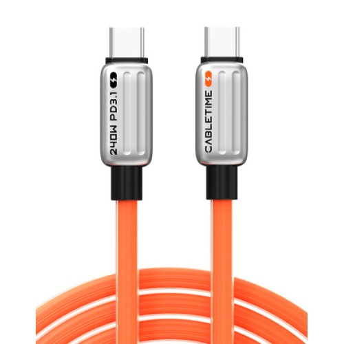 CABLETIME CABLETIME καλώδιο USB-C CT-CM240-ZSO1, 240W, 480Mbps, 1m, πορτοκαλί