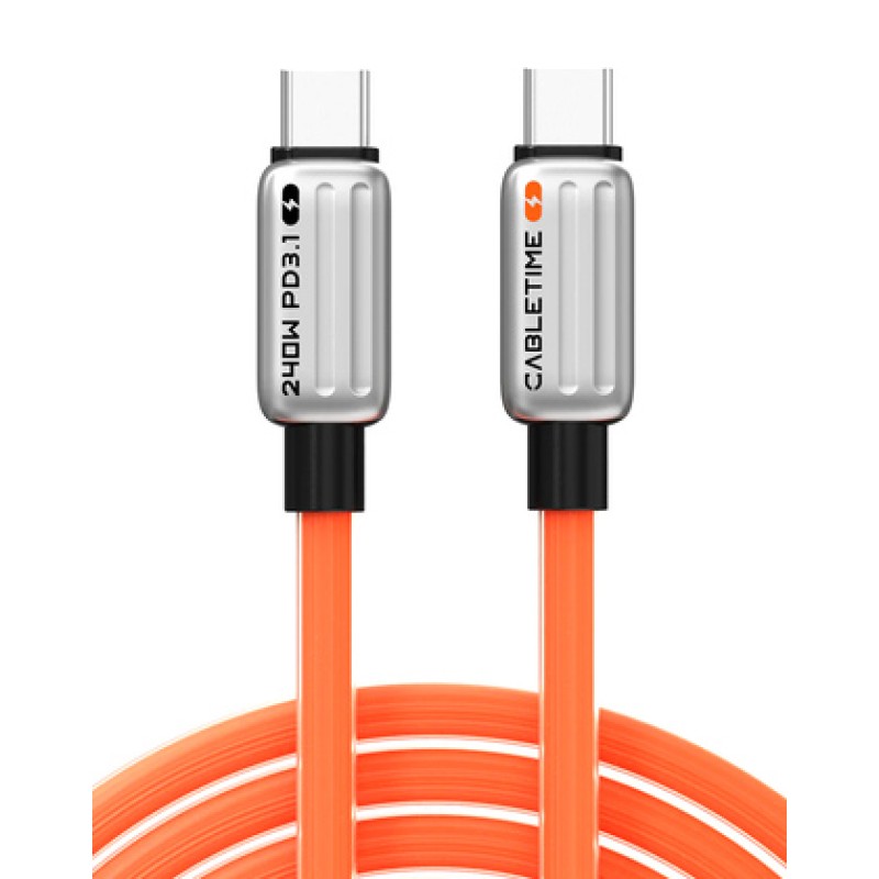 CABLETIME CABLETIME καλώδιο USB-C CT-CM240-ZSO1, 240W, 480Mbps, 1m, πορτοκαλί