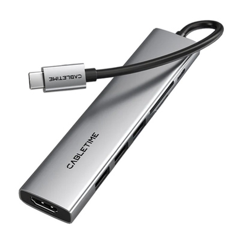 CABLETIME CABLETIME docking station CT-HBP2-AG7, 7 θυρών, USB-C, 4K, 100W, γκρι