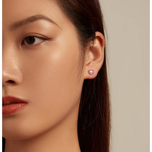 BAMOER BAMOER σκουλαρίκια καρφωτά SCE1529-2 με φεγγαρόπετρα, ασήμι 925, ροζ