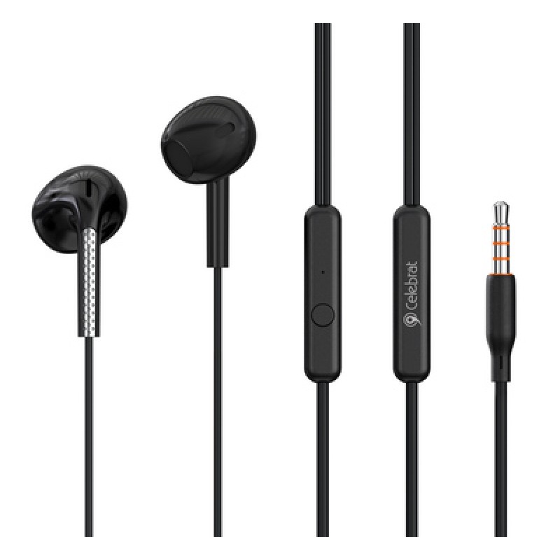 CELEBRAT CELEBRAT earphones με μικρόφωνο G28, 3.5mm σύνδεση, Φ10mm, 1.2m, μαύρα