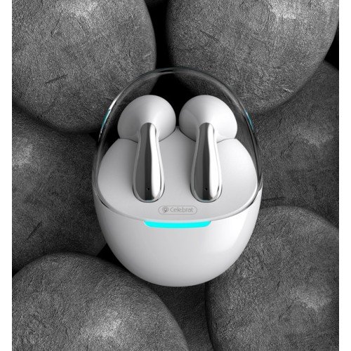 CELEBRAT CELEBRAT earphones με θήκη φόρτισης W51, True Wireless, Φ13mm, λευκά