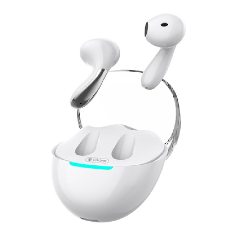 CELEBRAT CELEBRAT earphones με θήκη φόρτισης W51, True Wireless, Φ13mm, λευκά