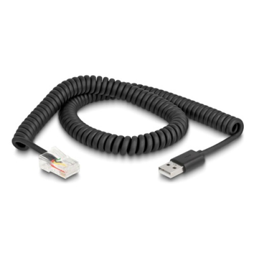 DELOCK DELOCK καλώδιο USB σε RJ50 90602 για barcode scanner, spiral, 2m, μαύρο