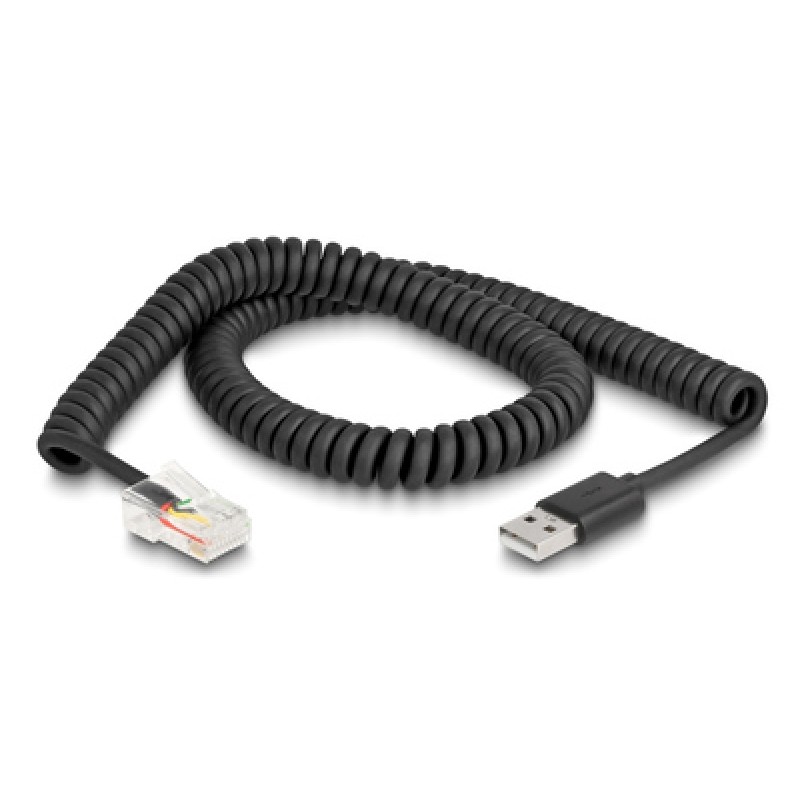 DELOCK DELOCK καλώδιο USB σε RJ50 90602 για barcode scanner, spiral, 2m, μαύρο