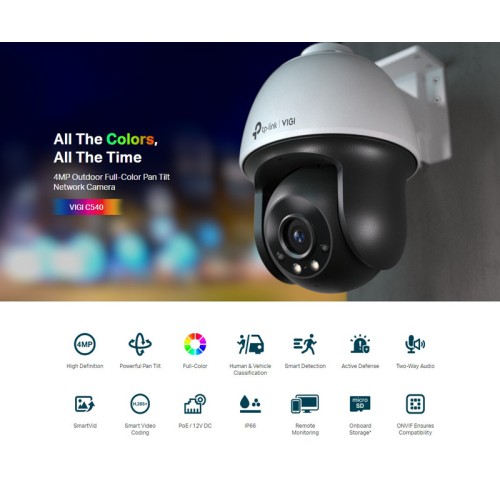 TP-Link TP-LINK IP κάμερα VIGI C540, 4mm, 4MP, PoE, PTZ, IP66, SD, Ver. 2.0