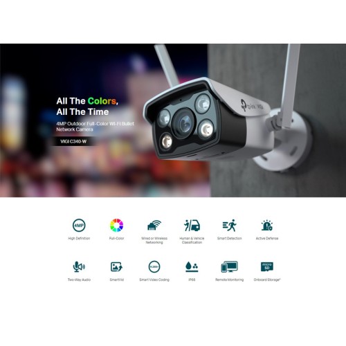 TP-Link TP-LINK IP κάμερα VIGI C340-W, 4mm, 4MP, Wi-Fi, SD, IP66, Ver. 1.0