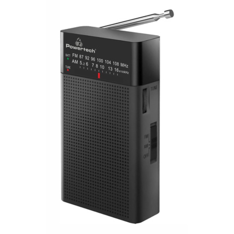 Powertech POWERTECH φορητό ραδιόφωνο PT-1245 με πτυσσόμενη κεραία, μαύρο