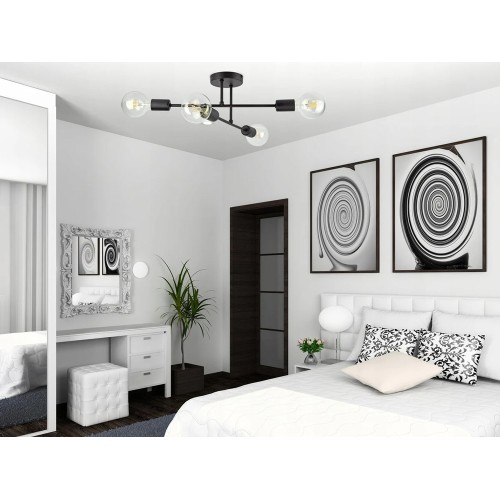 Powertech POWERTECH φωτιστικό οροφής HLL-0149, 4x E27, μεταλλικό, μαύρο