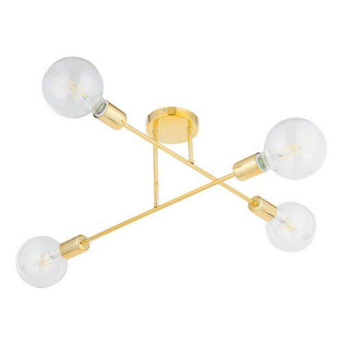 Powertech POWERTECH φωτιστικό οροφής HLL-0150, 4x E27, μεταλλικό, χρυσό