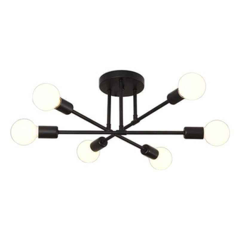 Powertech POWERTECH φωτιστικό οροφής HLL-0151, 6x E27, μεταλλικό, μαύρο
