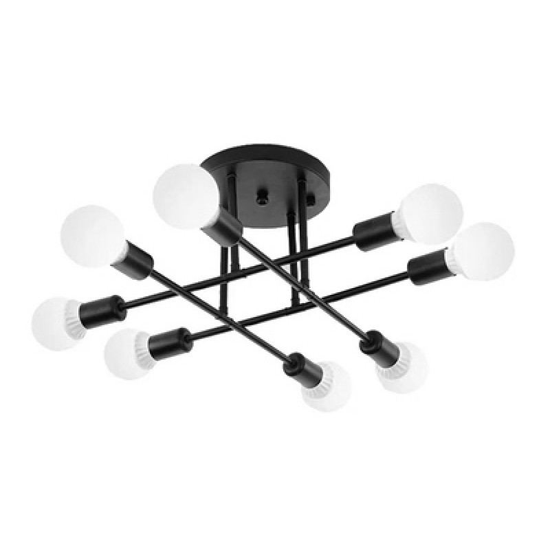 Powertech POWERTECH φωτιστικό οροφής HLL-0152, 8x E27, μεταλλικό, μαύρο