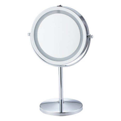 HOME USE HOME USE επιτραπέζιος καθρέφτης HUH-0185 με LED φως, 1x/5x zoom, ασημί