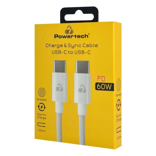 Powertech POWERTECH καλώδιο USB-C PTR-0183, 60W, 480Mbps, 1m, λευκό