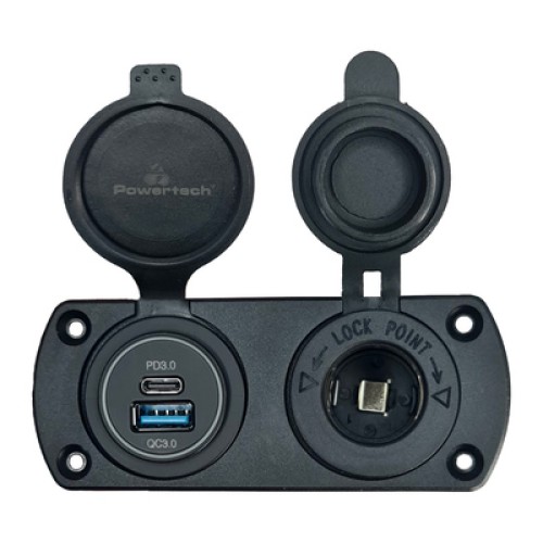 Powertech POWERTECH πρίζα 12V για σκάφη & οχήματα PTL-001, USB/USB-C θύρες, IP65