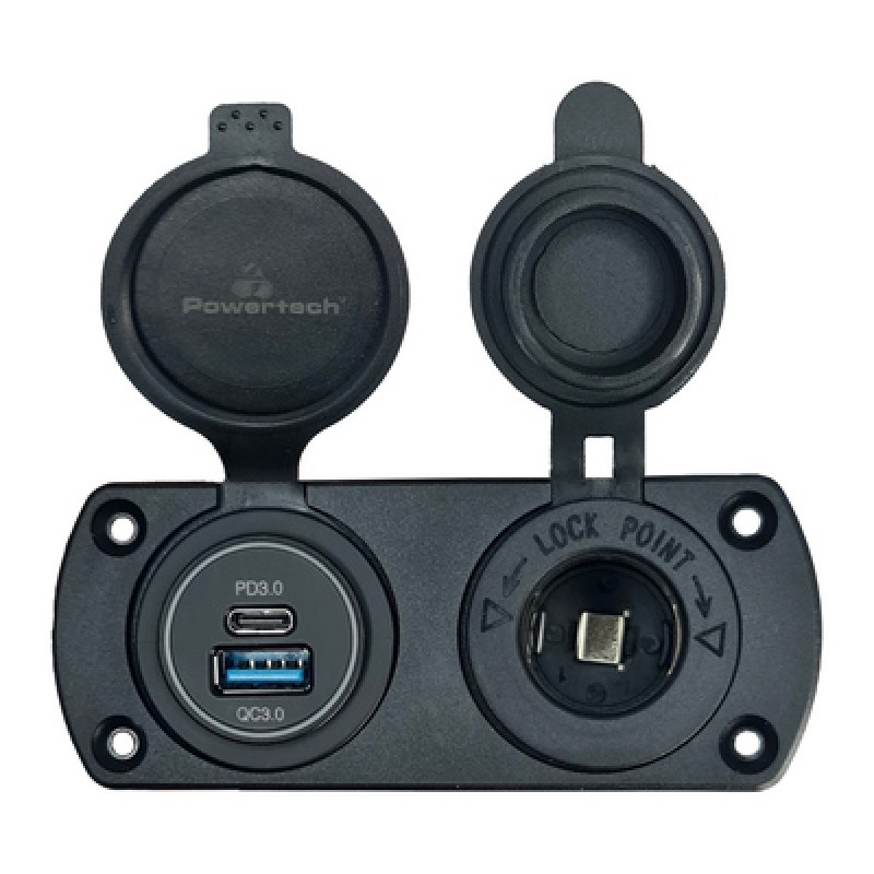 Powertech POWERTECH πρίζα 12V για σκάφη & οχήματα PTL-001, USB/USB-C θύρες, IP65
