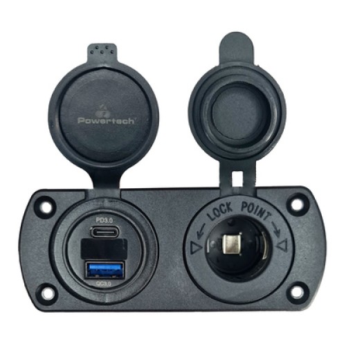 Powertech POWERTECH πρίζα 12V για σκάφη & οχήματα PTL-002, USB/USB-C, οθόνη, IP65