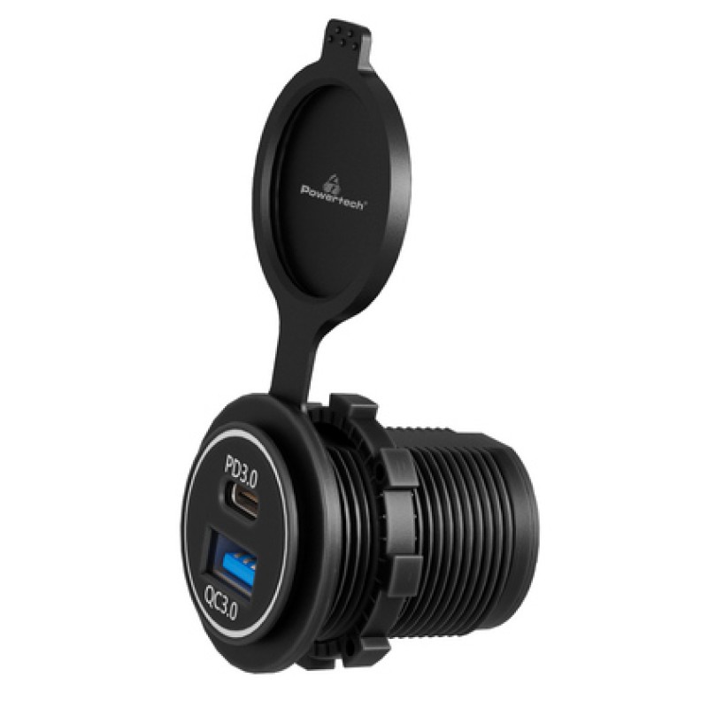 Powertech POWERTECH πρίζα USB για σκάφη & οχήματα PTL-004, USB & USB-C, 36W, IP65