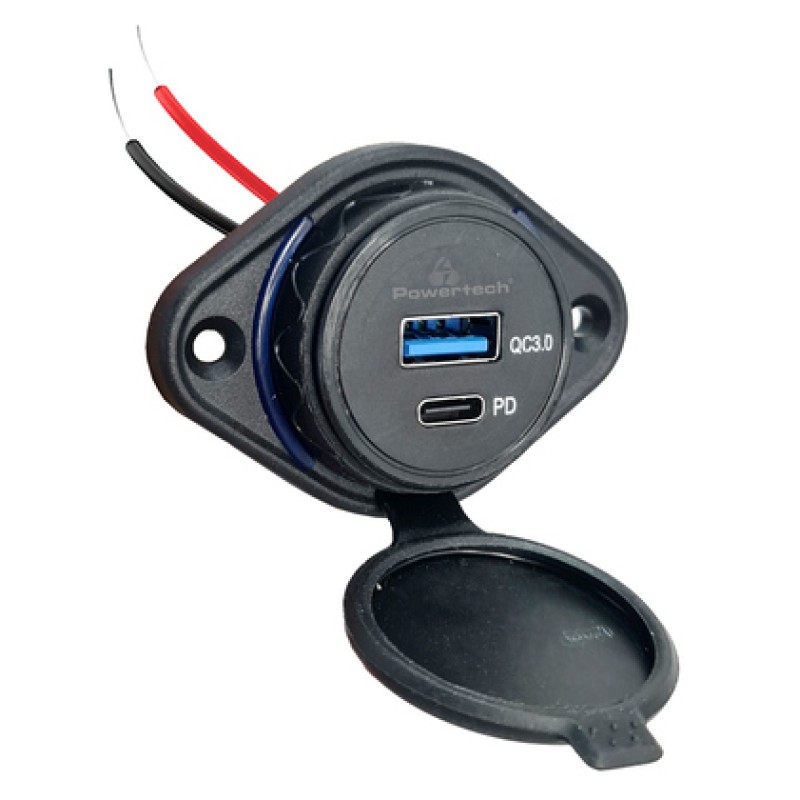 Powertech POWERTECH πρίζα USB για σκάφη & οχήματα PTL-007, USB & USB-C, 36W, IP65