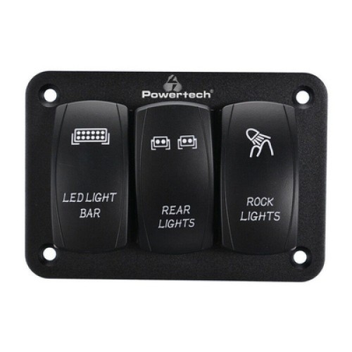 Powertech POWERTECH πάνελ σκαφών PTL-018 με 3x διακόπτες φώτων, IP65