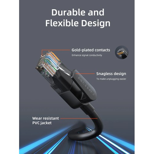 CABLETIME CABLETIME καλώδιο δικτύου CT-CAT6U, CAT 6 UTP, 250 MHz, CCA, 5m, μαύρο