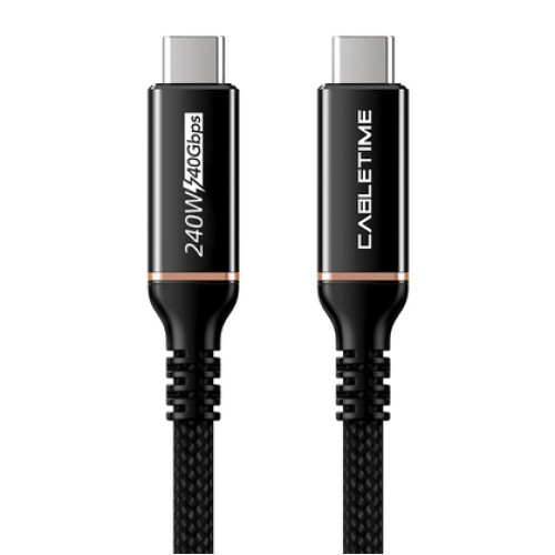 CABLETIME CABLETIME καλώδιο USB-C σε USB-C CT-USB4, 240W, 40Gbps, 8K/60Hz, USB4, 1m, μαύρο