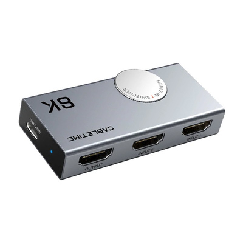 CABLETIME CABLETIME HDMI switch CT-HS8K2-AG, 2 σε 1, 8K/60Hz, 4K/120Hz, γκρι