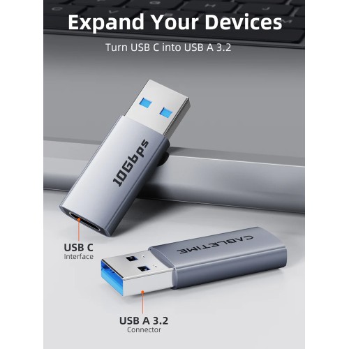 CABLETIME CABLETIME αντάπτορας USB-C σε USB CT-AMCF10-AG, 10Gbps, 3A, γκρι