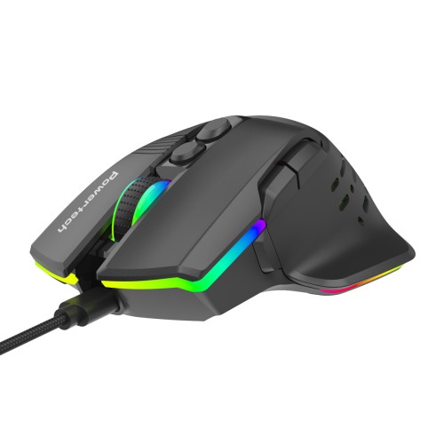 Powertech POWERTECH ενσύρματο gaming ποντίκι PT-1274, RGB φως, οπτικό, 12000DPI, μαύρο