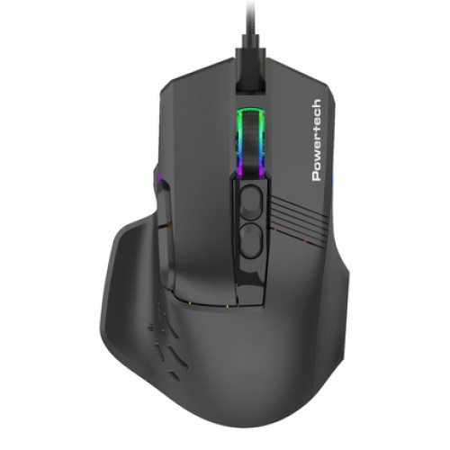 Powertech POWERTECH ενσύρματο gaming ποντίκι PT-1274, RGB φως, οπτικό, 12000DPI, μαύρο