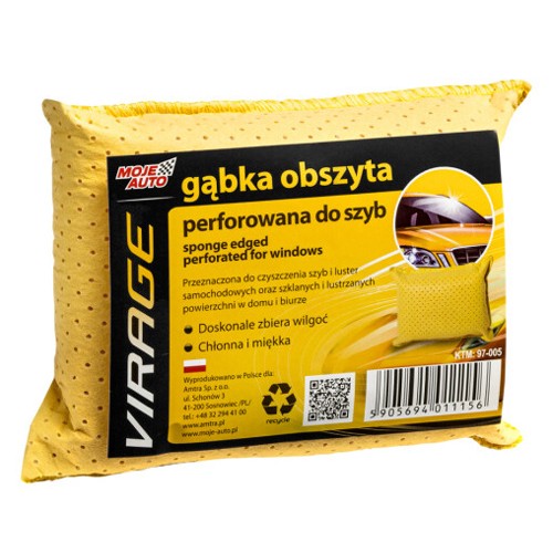 MOJE AUTO Σφουγγάρι καθαρισμού 97-005 για τζάμια, 13x5x9cm, κίτρινο
