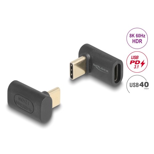 DELOCK DELOCK αντάπτορας USB-C 60246, αρσενικό σε θηλυκό, 240W, 40Gbps, μαύρος