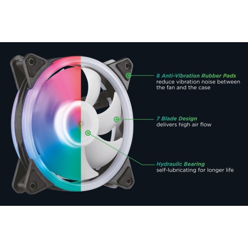 Powertech POWERTECH ανεμιστήρας PT-1284 για PC, LED RGB, 120mm, 1200RPM