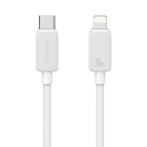 USAMS USAMS καλώδιο Lightning σε USB-C US-SJ692, 30W, 480Mbps, 1m, λευκό