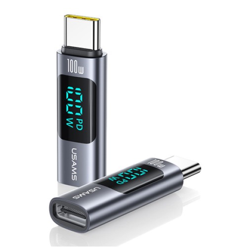 USAMS USAMS αντάπτορας USB-C US-SJ682 με οθόνη, 100W, γκρι