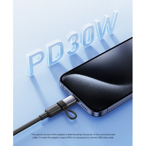USAMS USAMS αντάπτορας USB-C σε Lightning US-SJ677, 30W, 480Mbps, γκρι
