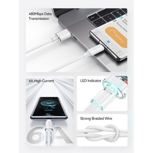 USAMS USAMS καλώδιο USB-C σε USB US-SJ658, 66W, 480Mbps, 1.2m, μαύρο