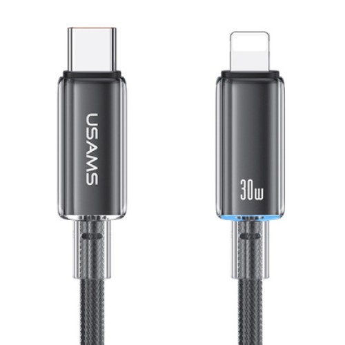 USAMS USAMS καλώδιο Lightning σε USB-C US-SJ659, 30W, 480Mbps, 1.2m, μαύρο
