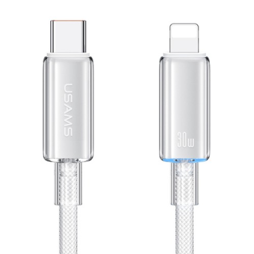 USAMS USAMS καλώδιο Lightning σε USB-C US-SJ659, 30W, 480Mbps, 1.2m, λευκό