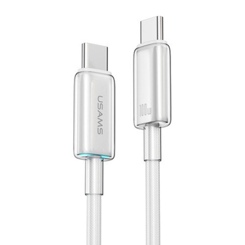 USAMS USAMS καλώδιο USB-C σε USB-C US-SJ660, 100W, 480Mbps, 1.2m, λευκό