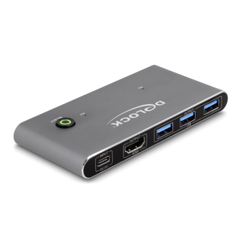 DELOCK DELOCK HDMI KVM switch 18647 με 4x θύρες USB 5Gbps, 8K/30Hz, γκρι